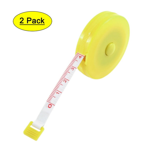 2 Pcs Round Plastic Retractable Tailor Tape Measure Red Yellow 150cm 60 Inch